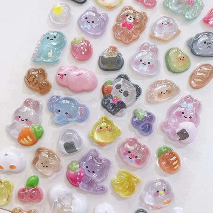 1 pc 3D Relief Stickers Scrapbooking Creative Candy Ghost Rabbit Drop Diy Diary Stationery Sticker Decor Cute Aesthetic Stickers ALPENZO