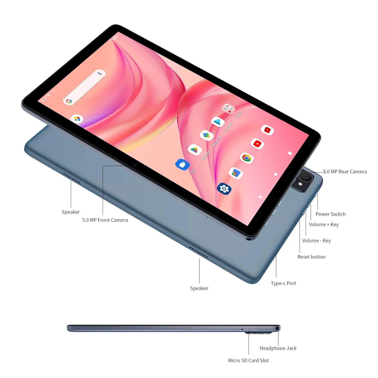 VASOUN Android 14 Tablet 10.1", 12GB(6+6 Expand) RAM, 128GB ROM, Octa Core, Dual SIM 4G Unlocked With 2.4G/5G WiFi GPS - ALPENZO