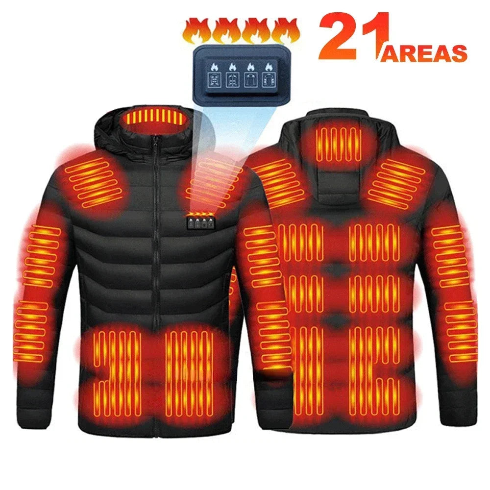 21 Areas Heating Jacket Men's Winter Usb Electric Heating Coat Functional Self-Heating Clothes Outdoor Snow Thick Padded Jacket ALPENZO