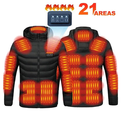 21 Areas Heating Jacket Men's Winter Usb Electric Heating Coat Functional Self-Heating Clothes Outdoor Snow Thick Padded Jacket ALPENZO