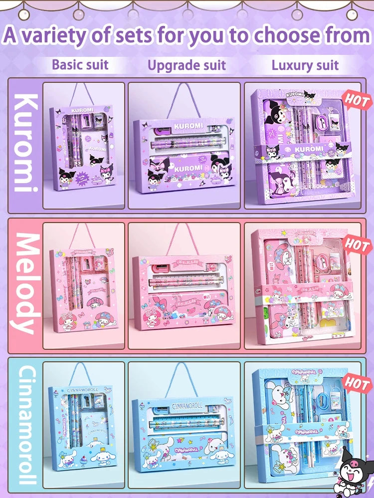 Sanrio Kuromi Melody Cinnamoroll Stationery Gift Box Girls Primary School 12-Piece School Supplies for Children Kawaii New Hot ALPENZO