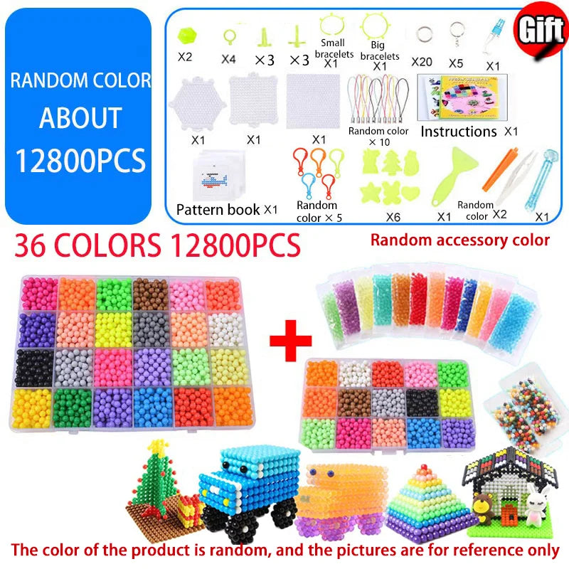 Handmade Magic Water Fuse Beads Creative Beads DIY Art Crafts Toys Magic Water Sticky Beads Sensory Toys Set with Accessories ALPENZO