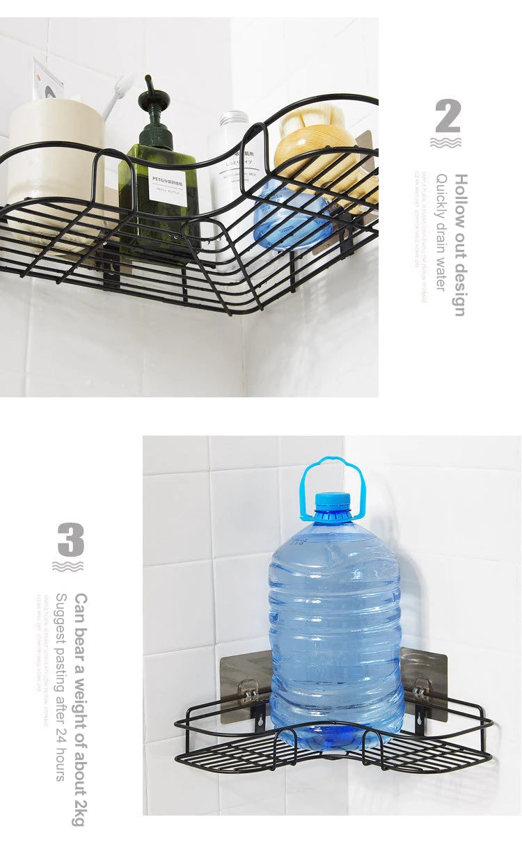Iron Triangle Rack For Kitchen Bathroom Storage Rack Thickened Love Corner Rack Storage Rack Durable - ALPENZO