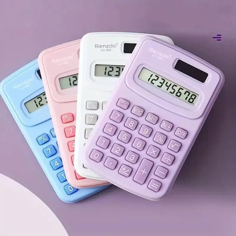 Small Solar Calculator Portable Calculator Cute 8 Digits LCD Electronic Calculator Home Office Primary School Teaching Supplies ALPENZO