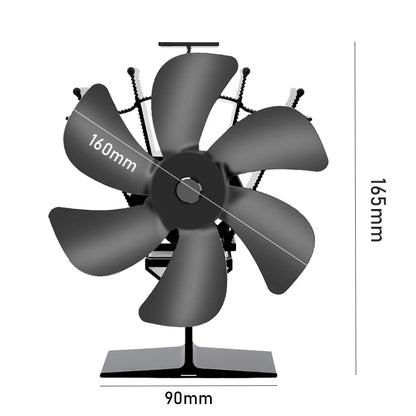 Heat Powered Stove Fan Eco Quiet Black 6 Blades Log Wood Burner Fireplace Fan Winter Warmer Home Efficient Heat Distribution - ALPENZO