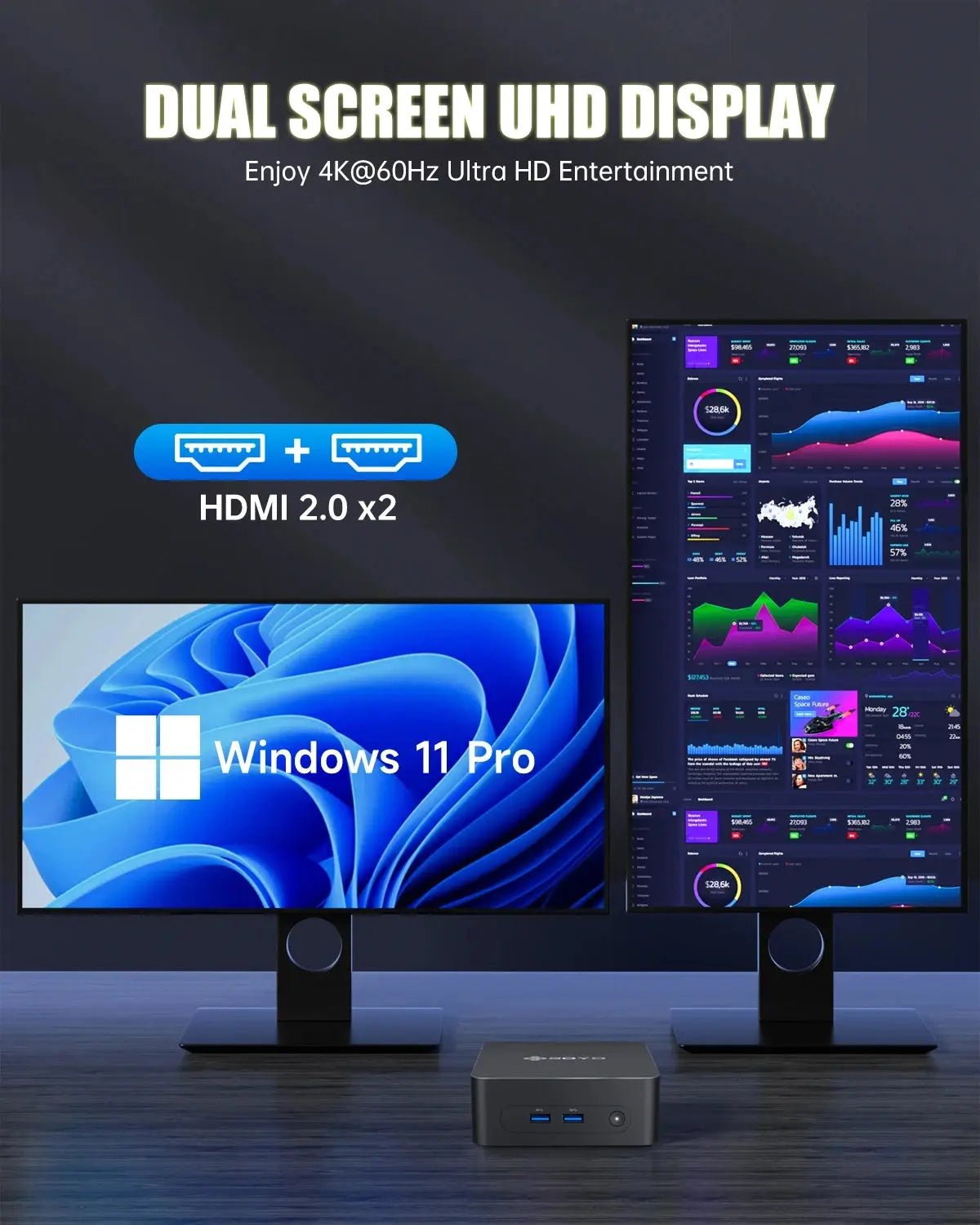 SOYO M2 PLUS 2  Mini PC Intel Alder Lake N100 Windows 11 Pro MiniPC 16GB DDR4  512GB PCIe M.2 SSD WiFi 5 BT5.0 Desktop Computer - ALPENZO