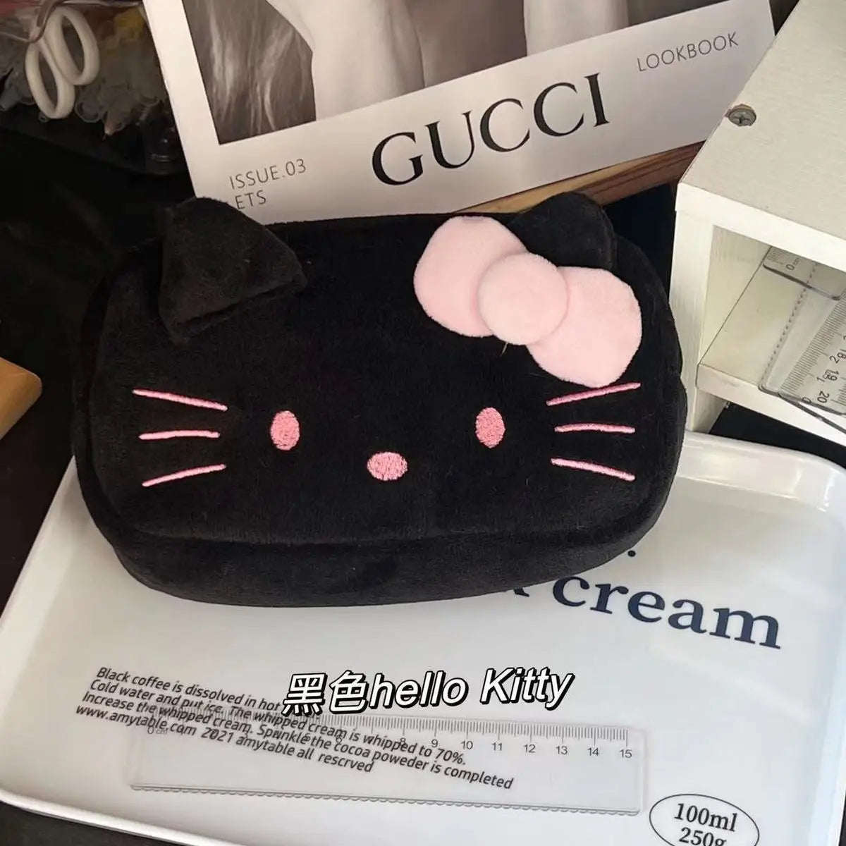 Japanese Cat Pen Bag Cute Printed Cartoon Plush Student Pen Bag Simple And Fashionable Multi Functional Large Capacity Storage ALPENZO