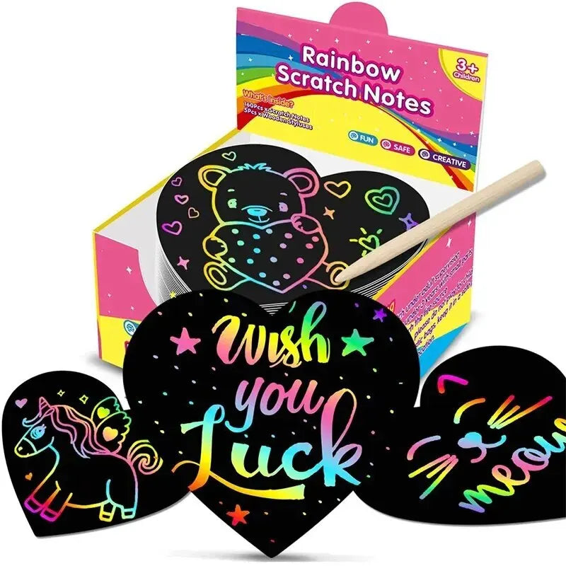 100Pcs Dazzling Scratch Painting Parent Child Interactive Toys Note Cards Handmade Painting ALPENZO