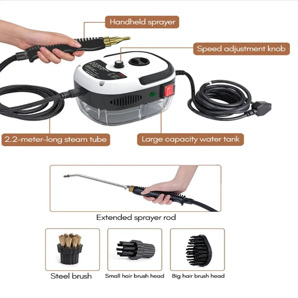 Steam Cleaner High Temperature Sterilization Car Steaming Cleaner Air Conditioning Kitchen Hood Home  110V US Plug /220V EU Plug - ALPENZO