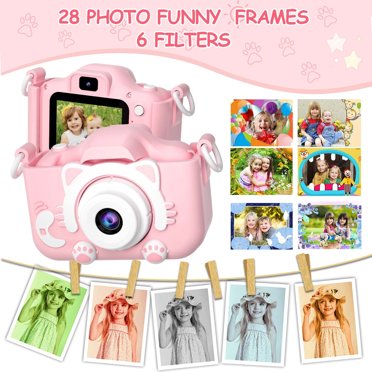 Kdis Camera Toys 1080P HD 2inch Screen Cat Mini Digital Camera for Girls Boys Children Chirtmas Birthday Gift Toys ALPENZO