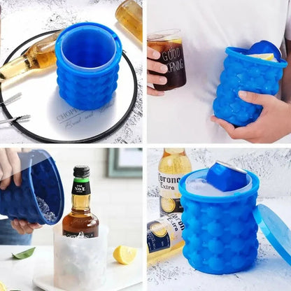 2-in-1 Silicone Bucket Ice Cube Maker Easy Freezing and Serving Perfect for Bars Clubs Essential Drinkware Kitchen Accessories ALPENZO
