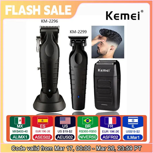 Kemei KM-2296 KM-2299 KM-1102 Professional Hair Clipper Kit Electric Shaver Male Hair Cutting Machine Men’s Trimmer Machine - ALPENZO