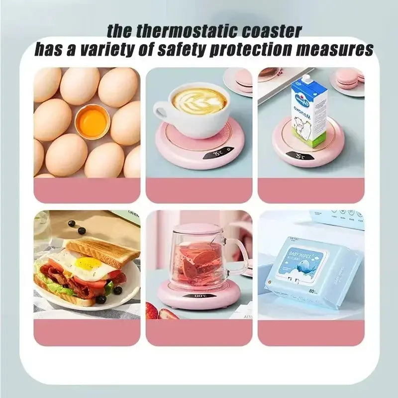 Thermostat Coaster USB Home Heating Coaster 3-speed Adjustment Heating 55 Degrees Constant Temperature - ALPENZO