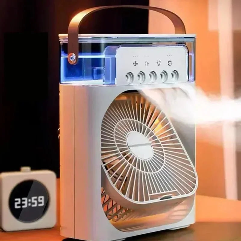 Portable Humidifier Fan Air Conditioners USB Electric Fan LED Night Light Water Mist Fun 3 In 1 Air Cooler Humidifie For Home - ALPENZO