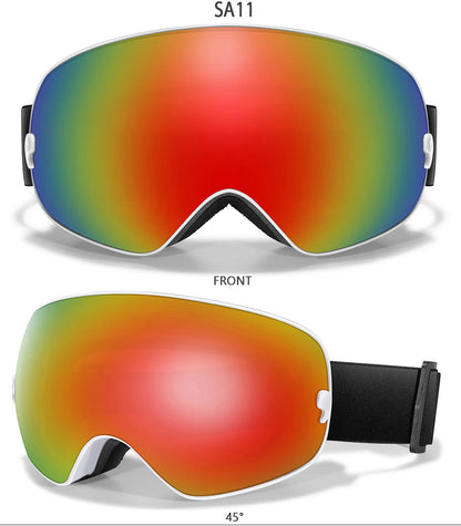 Ourdoor Sports Teen Men Women Ski Goggles-Anti-fog UV400 Eyewear, Christmas and New Year Gift, Free Black Lens and Optical Frame