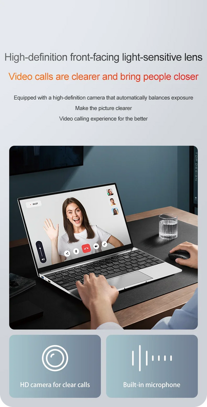 Ultra Slim Laptop 14.1" 16GB RAM 2TB SSD Intel N3700 Notebook Gamer  1920*1080  Display Office Study Computer PC Windows 11 Pro - ALPENZO