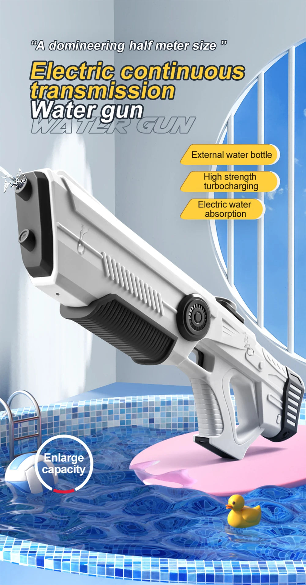 Electric Automatic Water Storage Gun Toys Portable Children Summer Beach Outdoor Fight Fantasy Spray Gun Toys Boy Kid Adult Game ALPENZO