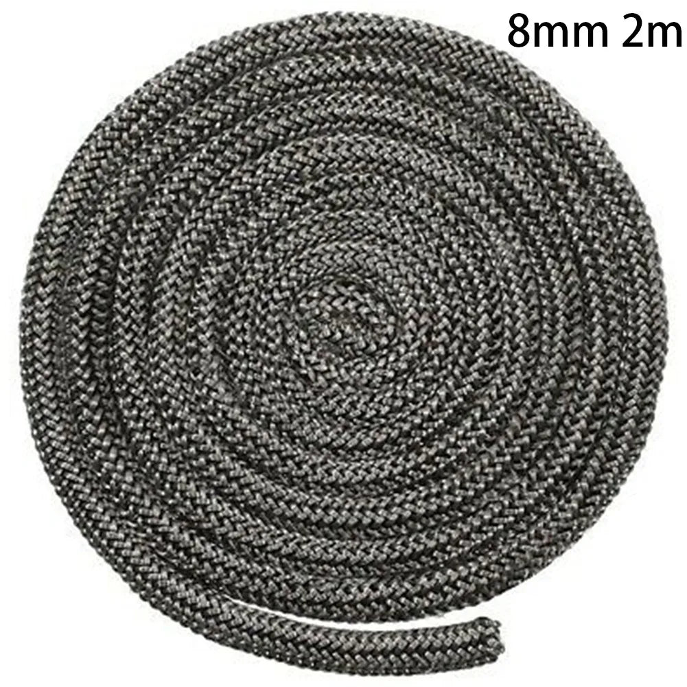 Stove Fire Rope Black Wood Burning Stove 6mm 8mmm 2m Length Log Burner Door Seal High Temperature Stove Heating Fireplaces Part - ALPENZO