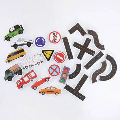 23 Pieces Bath Water Toy Sticky Wall City Traffic Car Road Rail Puzzle Vinyl 0-3Y 3-6Y 6-12Y 12+y 14+Y Bath Features ALPENZO