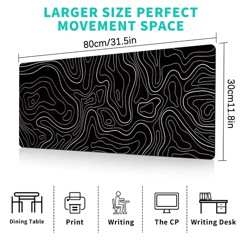 Large Extended Gaming Mouse Pad with Non-Slip Rubber Base,Topographic Design,for Full Desk Keyboard and Mouse Support ALPENZO