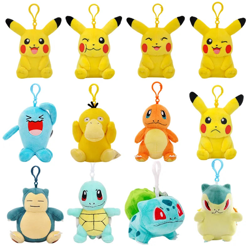 Clearance_Original Pokemon Plush Keychain Cartoon Toys Pikachu Charmander Psyduck Squirtle Snorlax Wobbuffet Doll Kids Kawai Toy ALPENZO