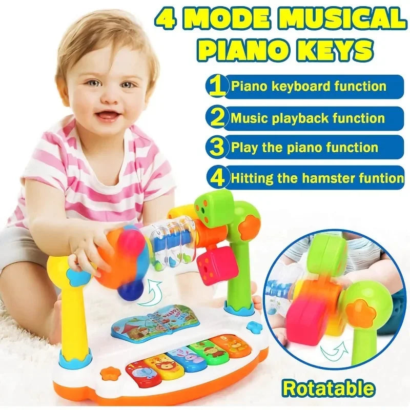 Baby Piano Toys Kids Rotating Music Piano Keyboard With Light Sound, Musical Toys For Toddlers, Early Educational Music Toy ALPENZO