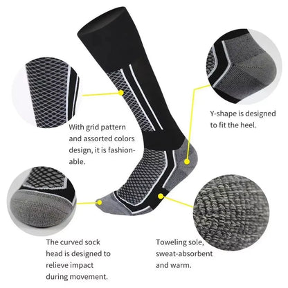 DIZETION 1 Pair Winter Warm Thickening Ski Stockings Hiking Socks For Women Men Children Outdoor Anti-Cold High Sports Stockings