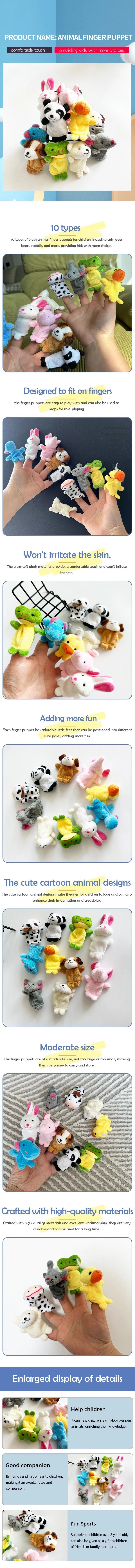 1/5/10 Pcs Cartoon Hand Doll Finger Puppet Baby Children Story Early Education Soothing Doll Plush Toy ALPENZO