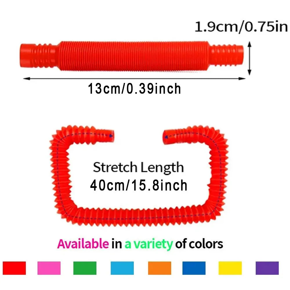 8PCS Colorful Telescopic Tube Pop Tube Stretching Tube Corrugated Tube Children Adult Stress Relief Toy Educational Folding Toys ALPENZO
