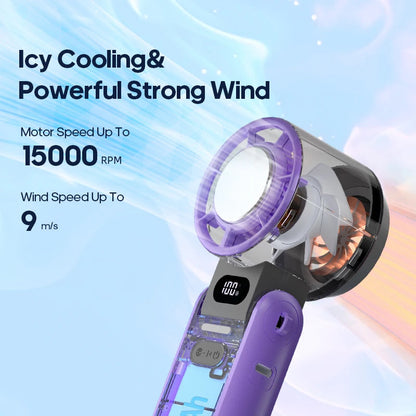 KINSCOTER Outdoor Foldable Portable Handheld Fan Mini Cooling Rechargeable 3600mAh 100-level Free Control High Speed Turbo Fan ALPENZO