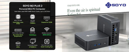 SOYO M2 PLUS 2  Mini PC Intel Alder Lake N100 Windows 11 Pro MiniPC 16GB DDR4  512GB PCIe M.2 SSD WiFi 5 BT5.0 Desktop Computer - ALPENZO