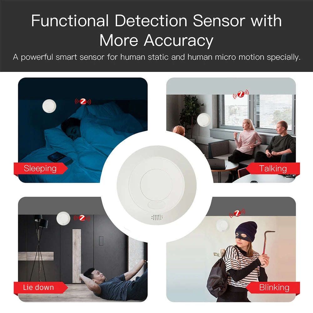 ZigBee 24G MmWave Radar Human Body Presence Motion Sensor For Light Switch Luminosity Detection 110/220V Tuya Smart Life Home - ALPENZO