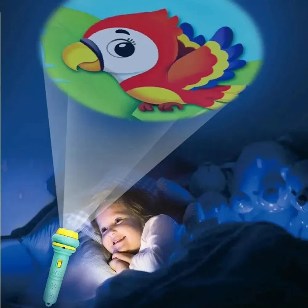 10 Cards Cartoon Projection Flashlight 80 Patterns Creative Children Flashlight Toy Projector Baby Toys Bedtime Story Book Toy ALPENZO
