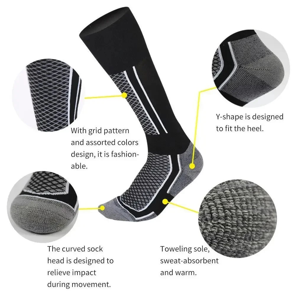 DIZETION 1 Pair Winter Warm Thickening Ski Stockings Hiking Socks For Women Men Children Outdoor Anti-Cold High Sports Stockings