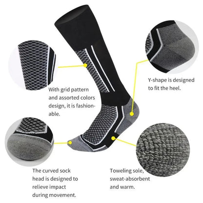 DIZETION 1 Pair Winter Warm Thickening Ski Stockings Hiking Socks For Women Men Children Outdoor Anti-Cold High Sports Stockings