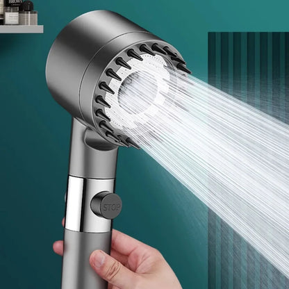 High Pressurized Filter Shower Head 3-mode Adjustable Spray with Massage Brush Rain Faucet Bathroom Accessories - ALPENZO
