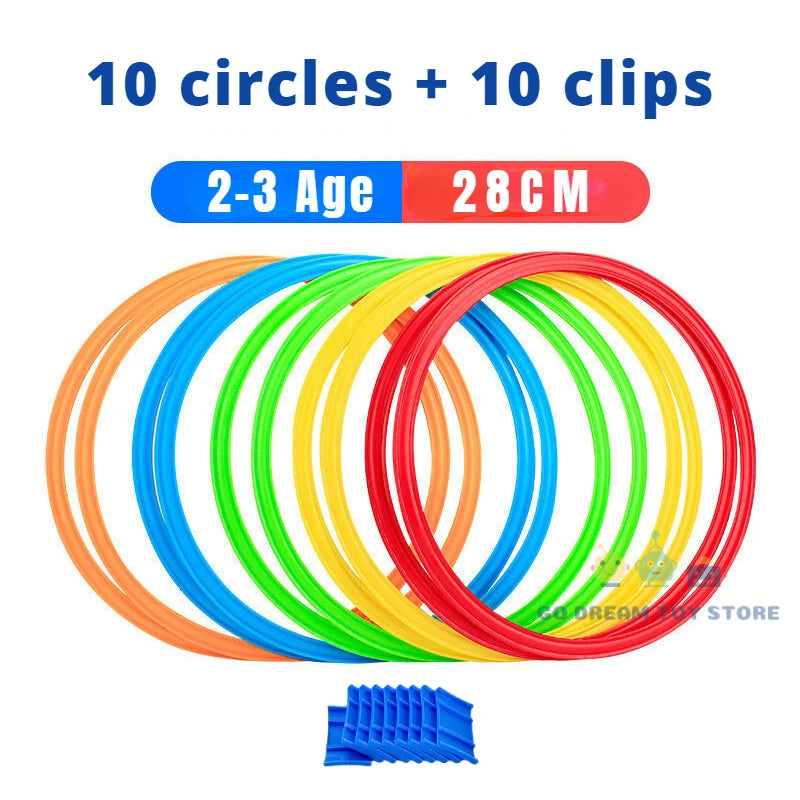 Outdoor Kids Funny Physical Training Sport Toys Lattice Jump Ring Set Game with 10 Hoops 10 Connectors for Park Play Boys Girls ALPENZO