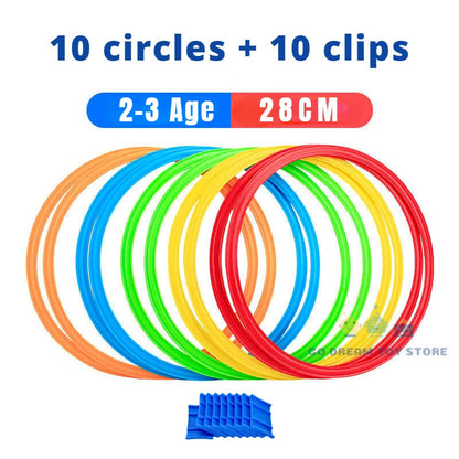 Outdoor Kids Funny Physical Training Sport Toys Lattice Jump Ring Set Game with 10 Hoops 10 Connectors for Park Play Boys Girls ALPENZO
