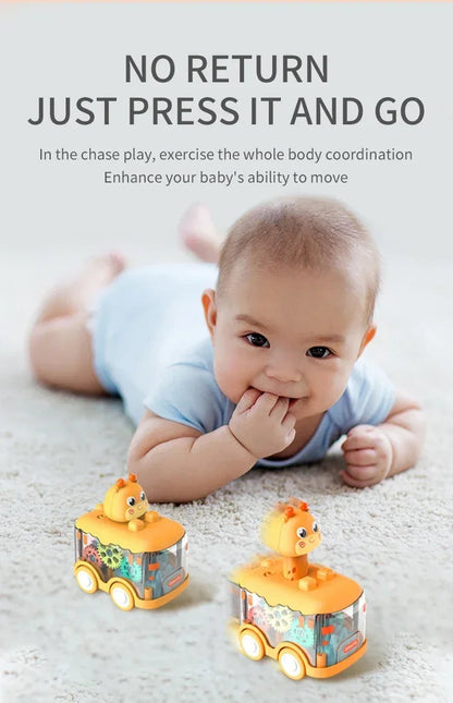Press Gear Car Children's Toy Car Pull Back Boy Children Inertial Car Puzzle Animals Car ALPENZO