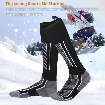 DIZETION 1 Pair Winter Warm Thickening Ski Stockings Hiking Socks For Women Men Children Outdoor Anti-Cold High Sports Stockings