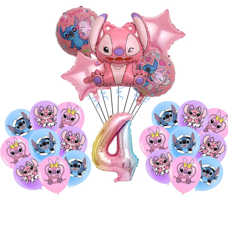 Disney Pink Lilo&Stitch Birthday Party Decorations Disposable Plate Angel Balloon Baby Shower Girls Birthday Party Supplies ALPENZO