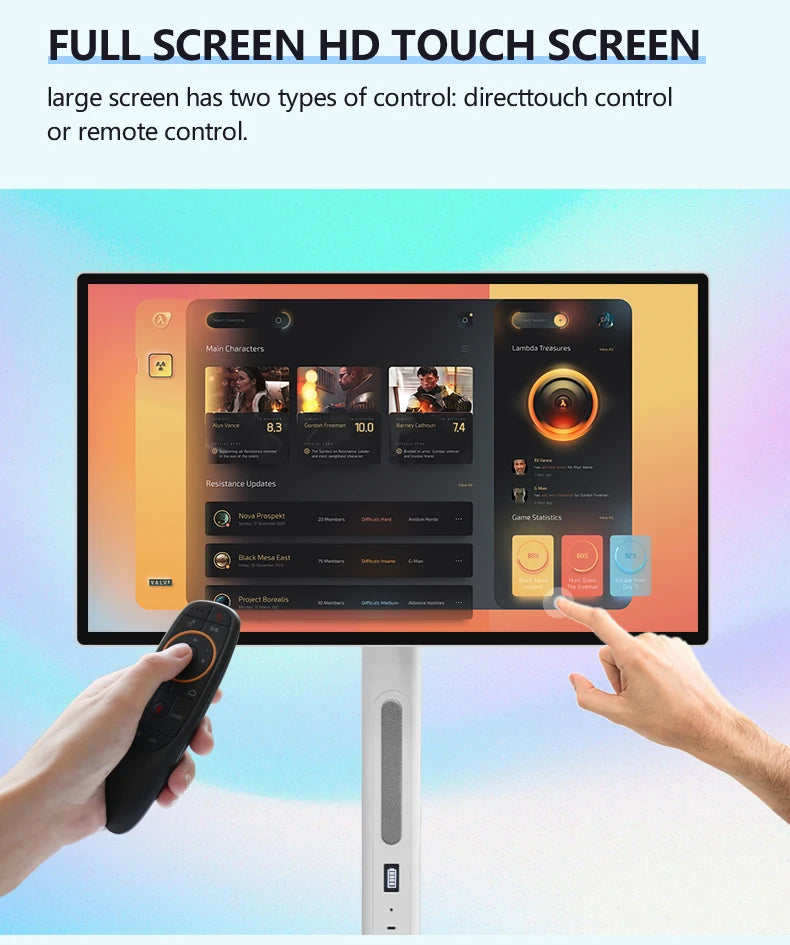 TouchWo Standby me 27 32 inch Moving Smart portable Television Monitor Touch Screen Rolling Rechargeable Tv Stand On Wheels - ALPENZO