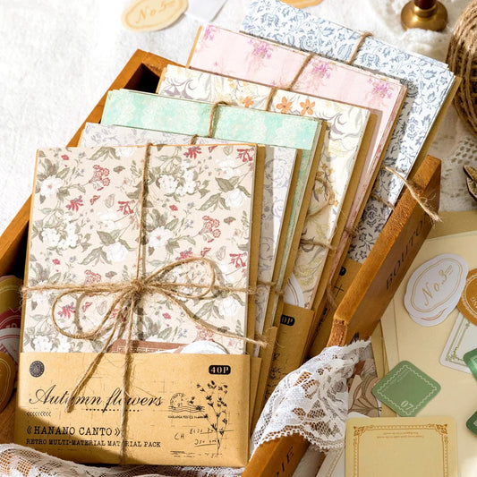 Mr.Paper 6 Styles Plant Vintage Paper Handbook DIY Material Multifunctional Background Paper Room Decoration Korean Stationery ALPENZO