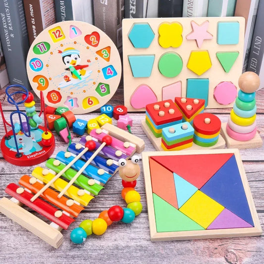 Juguete educativo Montessori en 3D para bebé, bloques de madera coloridos para aprendizaje infantil, regalo de Navidad ALPENZO