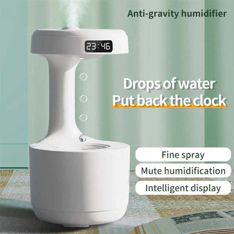 Anti-Gravity Humidifier With Clock Water Drop Backflow Aroma Diffuser Large Capacity Office Bedroom Mute Household Sprayer ALPENZO
