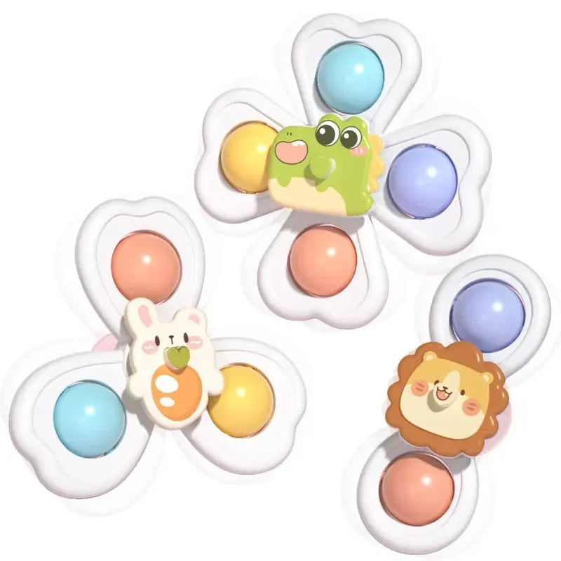 Juego de juguetes giratorios de animales de dibujos animados para niños, ventosa giratoria, ventana, silla alta, mesa, baño ALPENZO