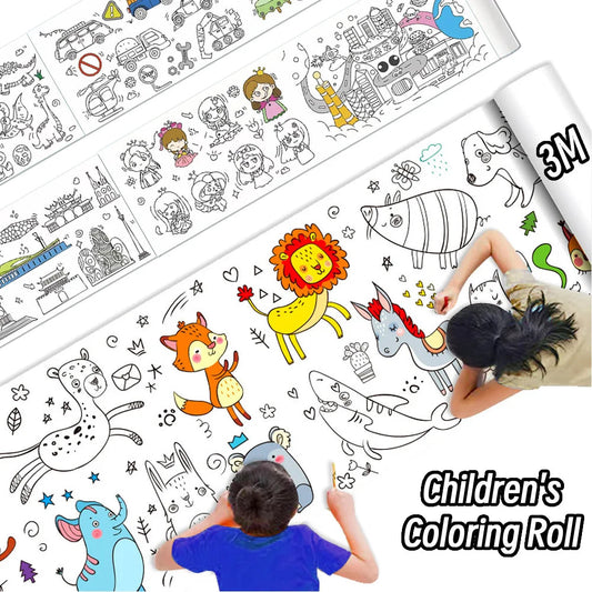 0.9/3M Space Food Animal Canvas Children's Drawing Roll DIY Coloring Paper Roll Color Filling Graffiti Paper-cut Painting School ALPENZO