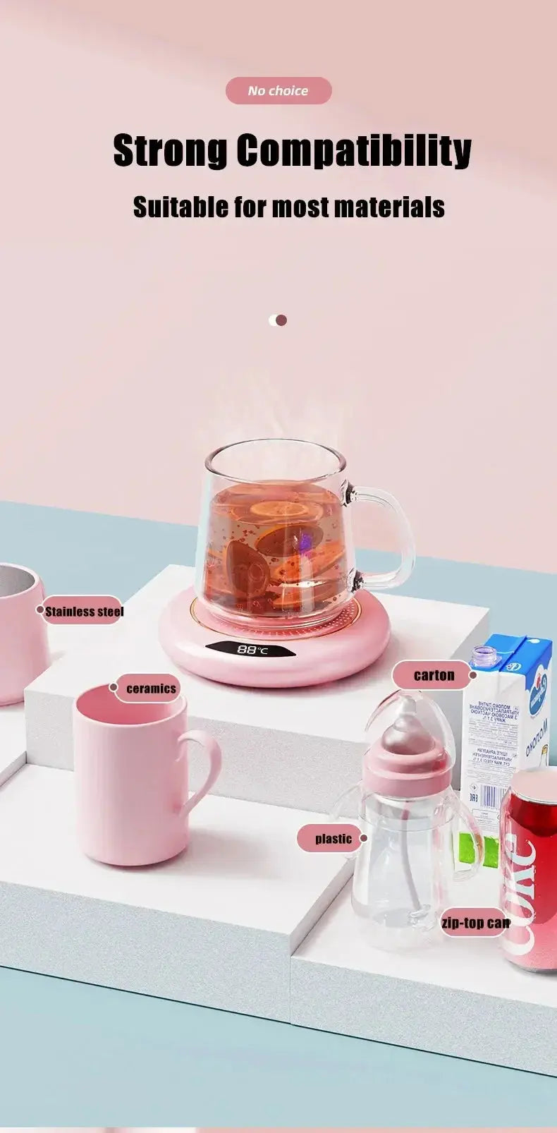 Thermostat Coaster USB Home Heating Coaster 3-speed Adjustment Heating 55 Degrees Constant Temperature - ALPENZO