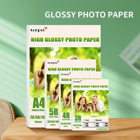 Multi Specification High Gloss Photo Paper 3R 4R 5R A4 Photo Printing Paper Inkjet Printer 180G Glossy Single-Sided Photo Paper ALPENZO