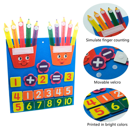 Kids Montessori Toys Felt Board Finger Numbers Counting Toy Learn Calculate Math Toy for Kids Kindergarten Learning Activities ALPENZO